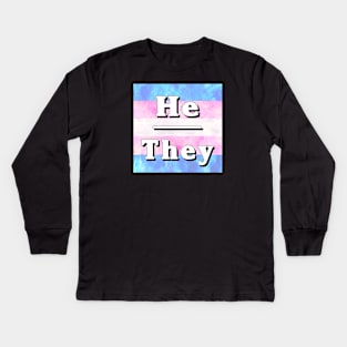 He-They Pronouns: Trans Pride Kids Long Sleeve T-Shirt